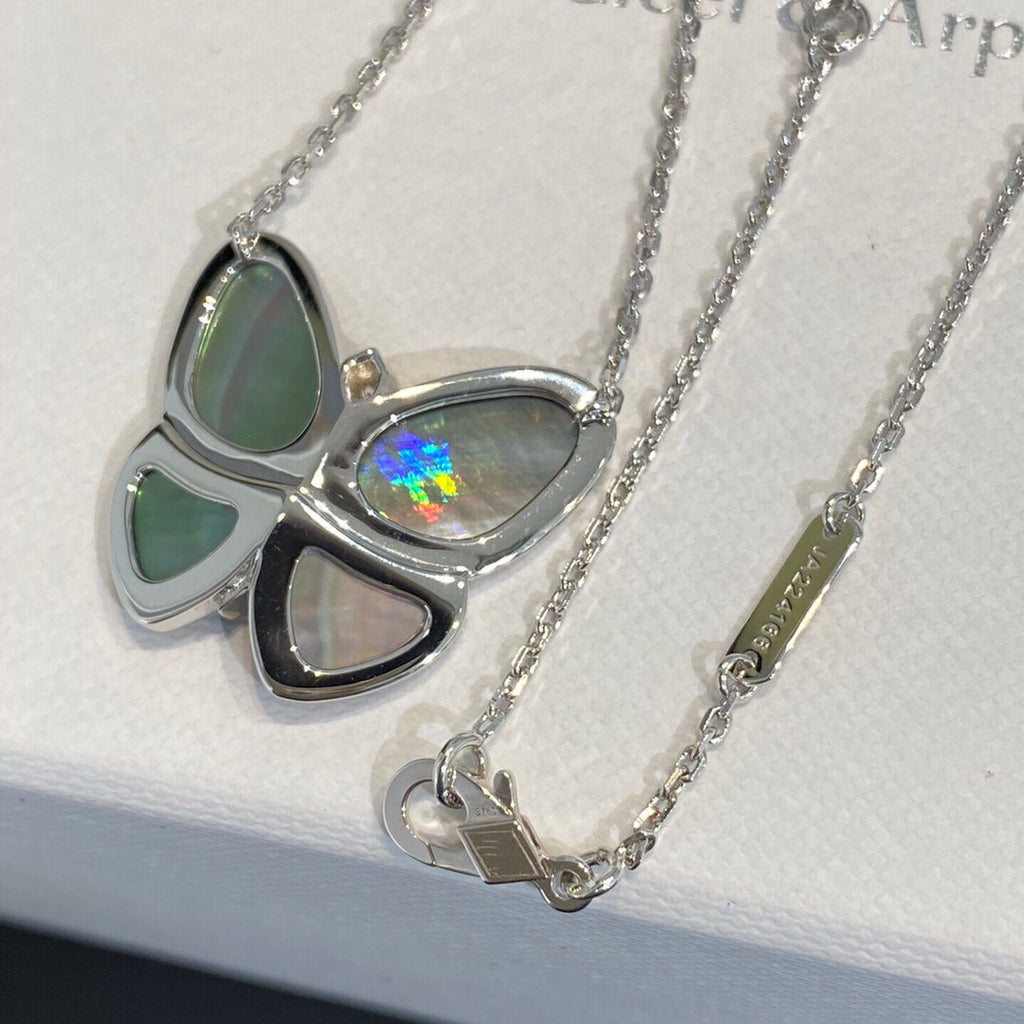 Aura GROSSER SCHMETTERLING SILBER ANHÄNGER DIAMANT HALSKETTE