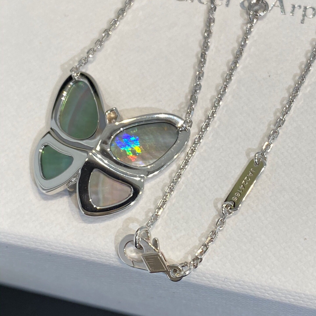 Aura GROSSER SCHMETTERLING SILBER ANHÄNGER DIAMANT HALSKETTE