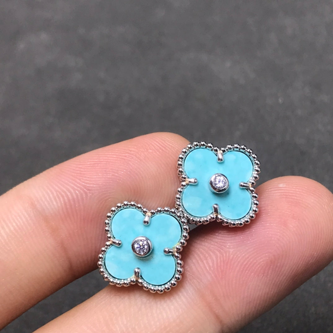 Aura CLOVER 1 DIAMANT BLAU HIMMEL SILBER OHRRINGE