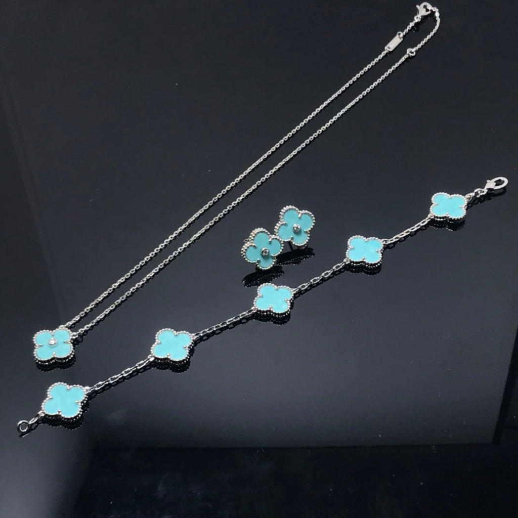 Aura CLOVER 1 DIAMANT BLAU HIMMEL SILBER OHRRINGE