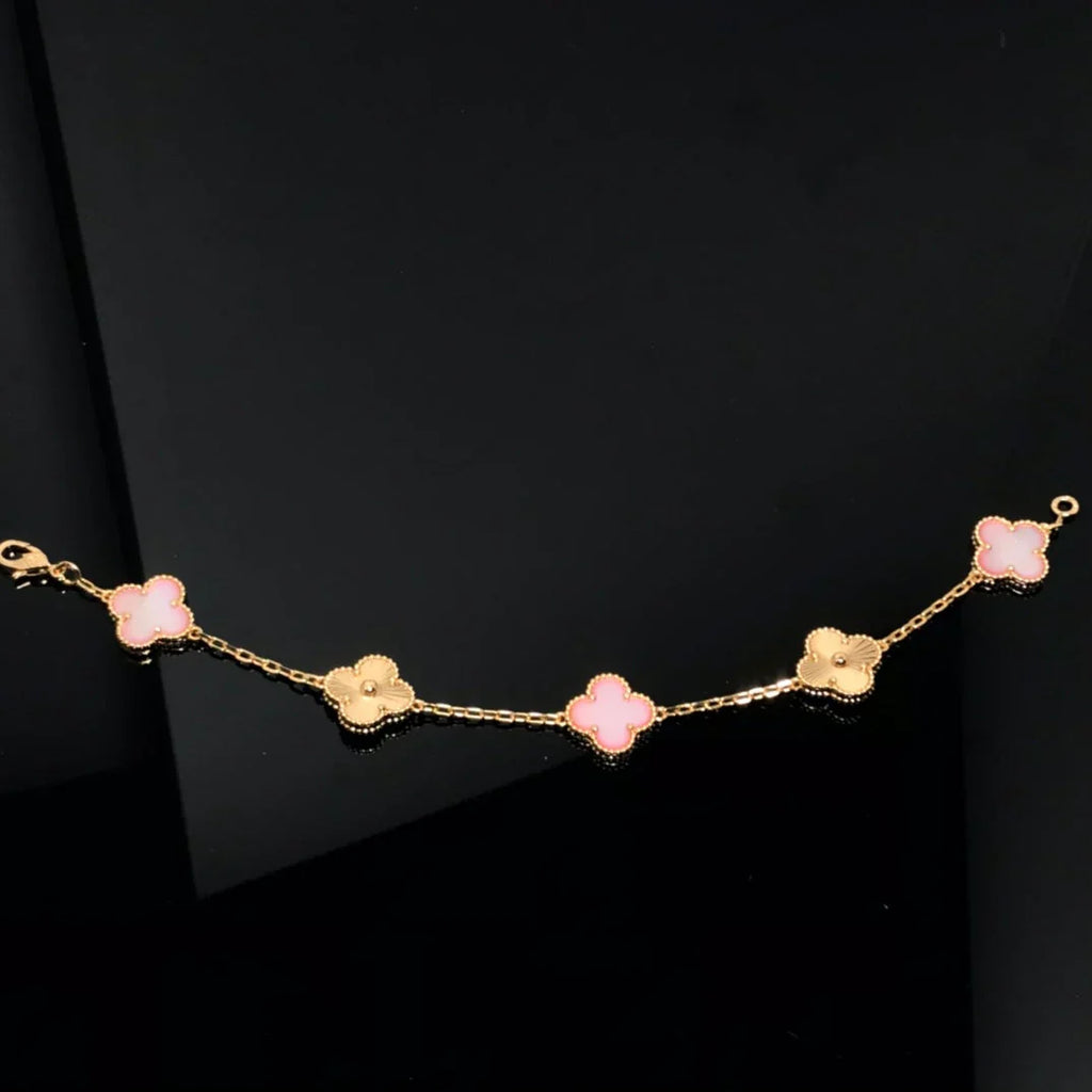 [Aura ]New  CLOVER 5 MOTIFS  PINK MOP BRACELET COLLECTION