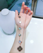 Aura ARMBAND 5 MOTIVE UND HALSKETTE DUNKLES PERLMUTT ROSÉGOLD
