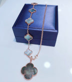 Aura ARMBAND 5 MOTIVE UND HALSKETTE DUNKLES PERLMUTT ROSÉGOLD
