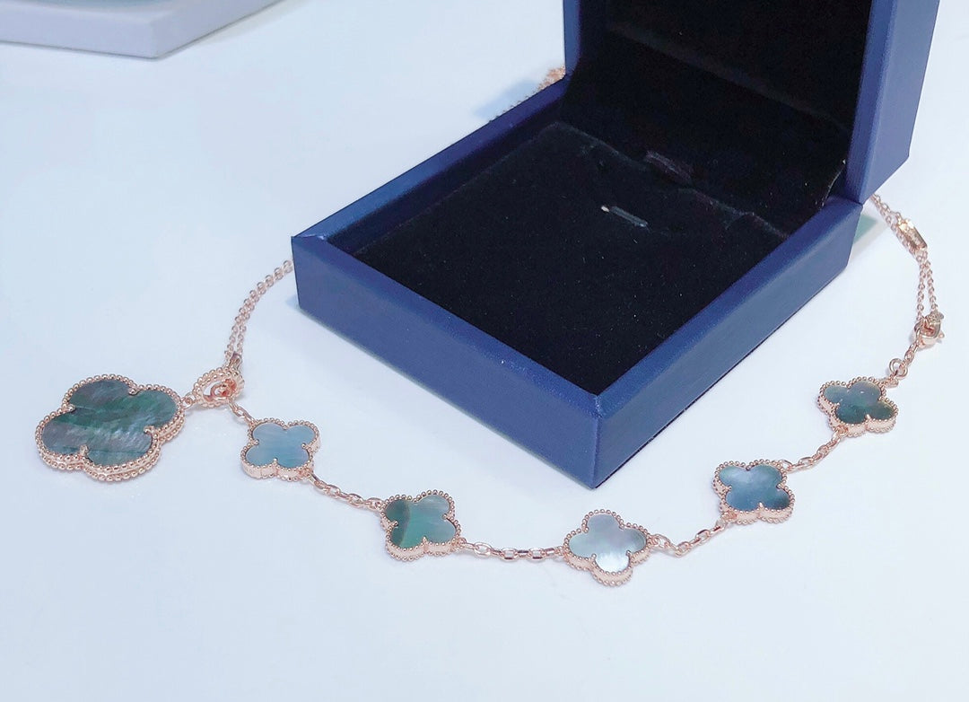 Aura COMBINED BRACELET 5 MOTIFS AND NECKLACE DARK MOP ROSE GOLD