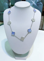 Aura KLEEBLATT 10 MOTIVE CHALZEDON DIAMANTEN SILBER HALSKETTE