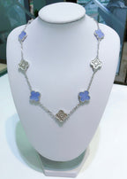 Aura KLEEBLATT 10 MOTIVE CHALZEDON DIAMANTEN SILBER HALSKETTE
