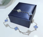 Aura KLEEBLATT 10 MOTIVE CHALZEDON DIAMANTEN SILBER HALSKETTE
