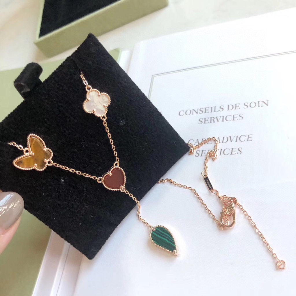 Aura LUCKY SPRING 4 MOTIFS ROSE GOLD NECKLACE