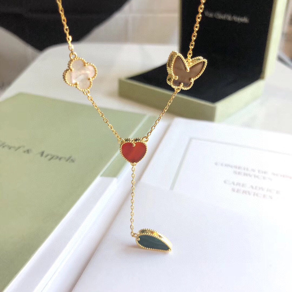 Aura LUCKY SPRING 4 MOTIFS ROSE GOLD NECKLACE