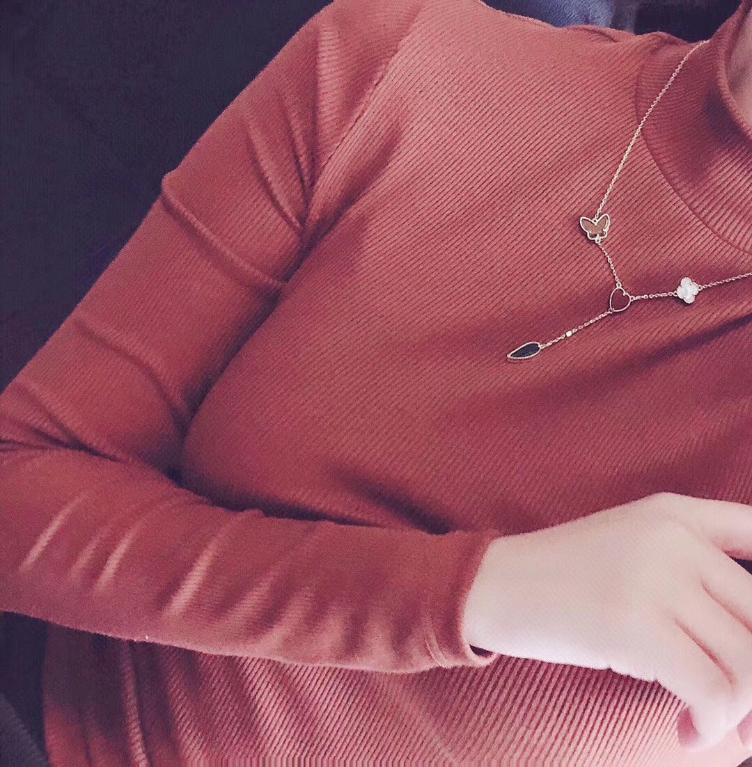 [⭐Aura ]LUCKY SPRING 4 MOTIFS ROSE GOLD NECKLACE