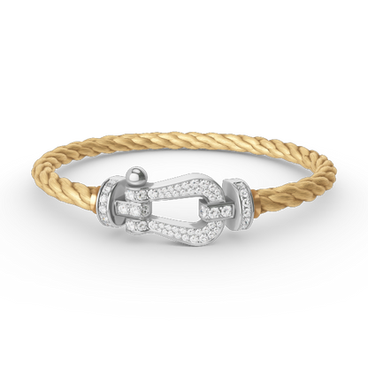 Aura FORCE GROSSES HORSESHOE-ARMBAND MIT VOLLSTÄNDIGER DIAMANTBESETZUNG SILBER
