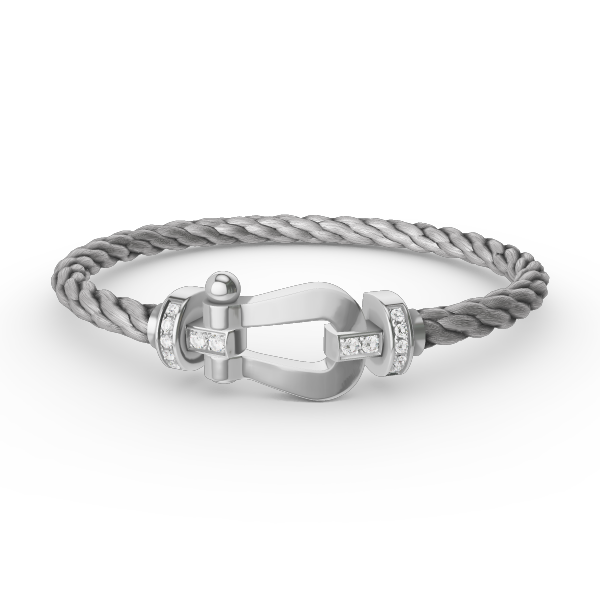Aura FORCE GROSSES HALB-DIAMANT-HUFEISENARMREIF SILBER