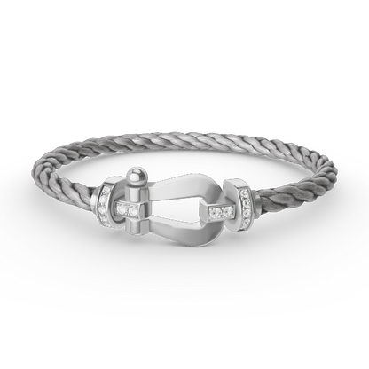 [⭐Aura ]FORCE LARGE HORSESHOE HALF DIAMOND BRACELET SILVER