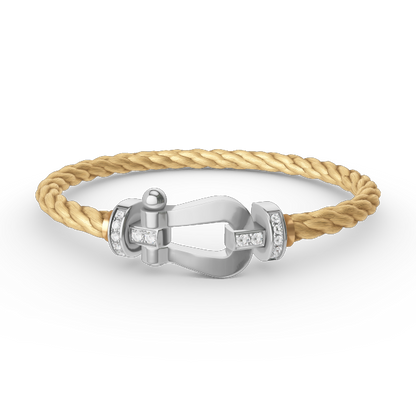 [⭐Aura ]FORCE LARGE HORSESHOE HALF DIAMOND BRACELET SILVER
