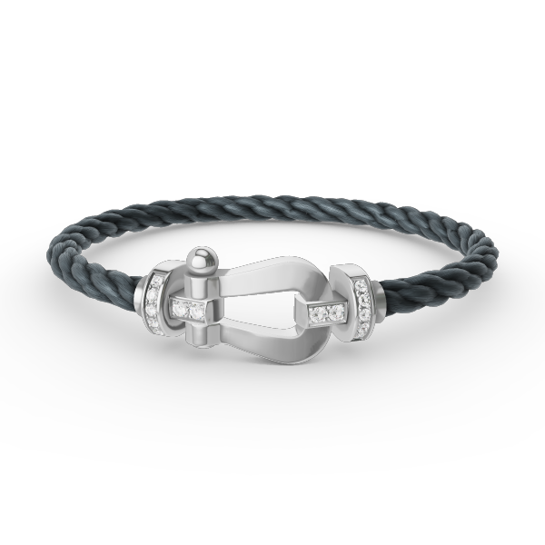 Aura FORCE LARGE HORSESHOE HALF DIAMOND BRACELET SILVER