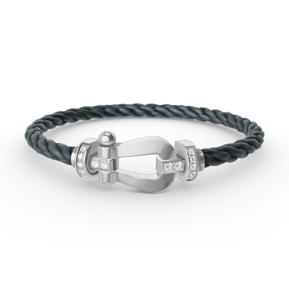 [⭐Aura ]FORCE LARGE HORSESHOE HALF DIAMOND BRACELET SILVER