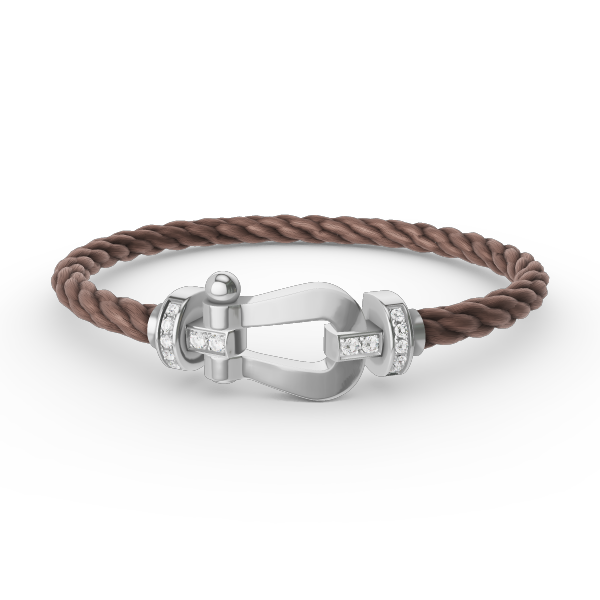 Aura FORCE LARGE HORSESHOE HALF DIAMOND BRACELET SILVER