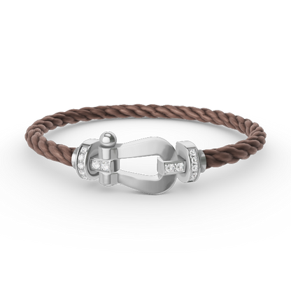 [⭐Aura ]FORCE LARGE HORSESHOE HALF DIAMOND BRACELET SILVER