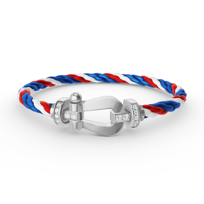 [⭐Aura ]FORCE LARGE HORSESHOE HALF DIAMOND BRACELET SILVER