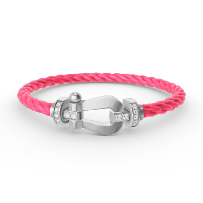 [⭐Aura ]FORCE LARGE HORSESHOE HALF DIAMOND BRACELET SILVER