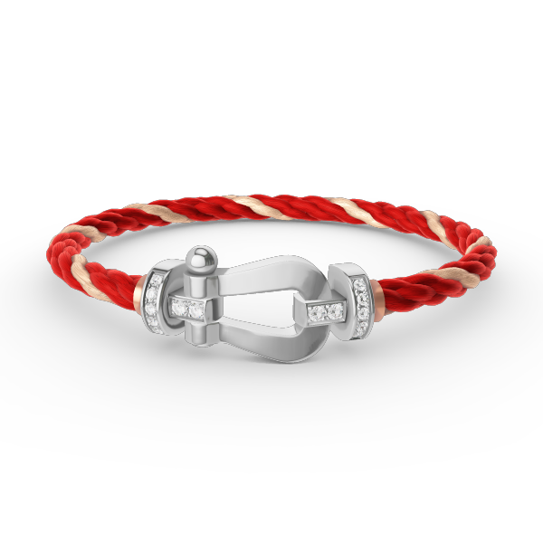 Aura FORCE LARGE HORSESHOE HALF DIAMOND BRACELET SILVER