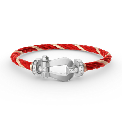 [⭐Aura ]FORCE LARGE HORSESHOE HALF DIAMOND BRACELET SILVER
