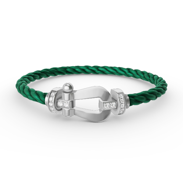 Aura FORCE LARGE HORSESHOE HALF DIAMOND BRACELET SILVER