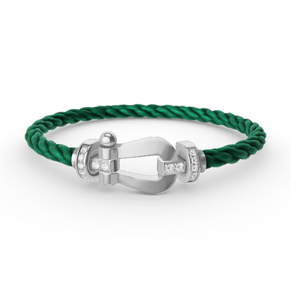 [⭐Aura ]FORCE LARGE HORSESHOE HALF DIAMOND BRACELET SILVER