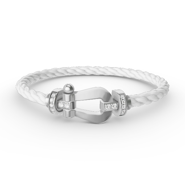 Aura FORCE LARGE HORSESHOE HALF DIAMOND BRACELET SILVER
