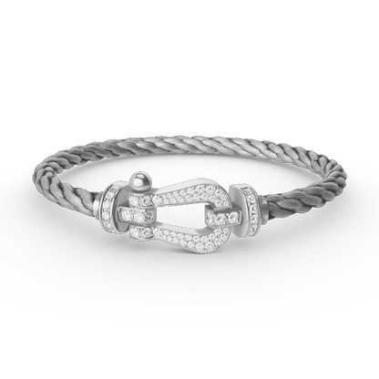Aura FORCE GROSSES HORSESHOE-ARMBAND MIT VOLLSTÄNDIGER DIAMANTBESETZUNG SILBER