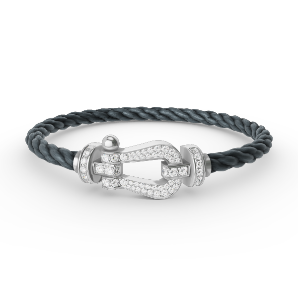 Aura FORCE GROSSES HORSESHOE-ARMBAND MIT VOLLSTÄNDIGER DIAMANTBESETZUNG SILBER