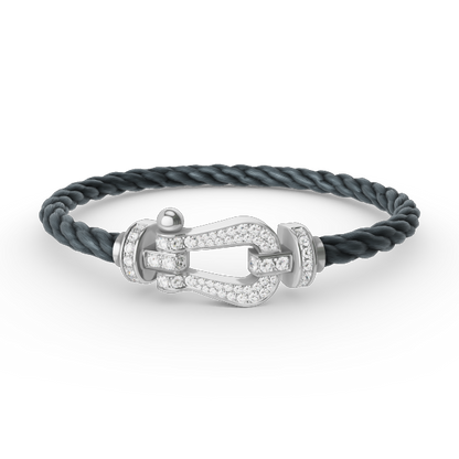Aura FORCE GROSSES HORSESHOE-ARMBAND MIT VOLLSTÄNDIGER DIAMANTBESETZUNG SILBER