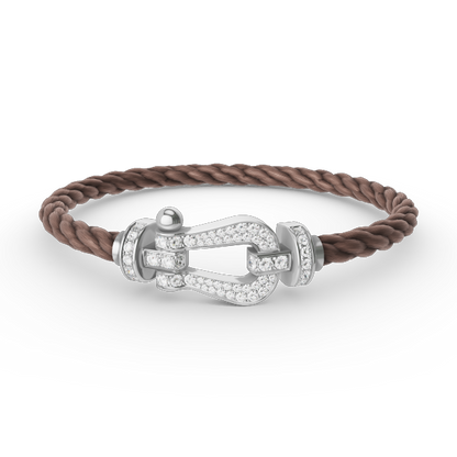 Aura FORCE GROSSES HORSESHOE-ARMBAND MIT VOLLSTÄNDIGER DIAMANTBESETZUNG SILBER