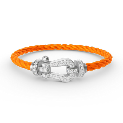 Aura FORCE GROSSES HORSESHOE-ARMBAND MIT VOLLSTÄNDIGER DIAMANTBESETZUNG SILBER