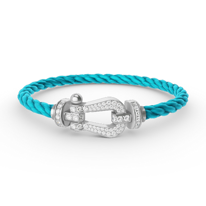 Aura FORCE GROSSES HORSESHOE-ARMBAND MIT VOLLSTÄNDIGER DIAMANTBESETZUNG SILBER