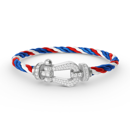 Aura FORCE GROSSES HORSESHOE-ARMBAND MIT VOLLSTÄNDIGER DIAMANTBESETZUNG SILBER