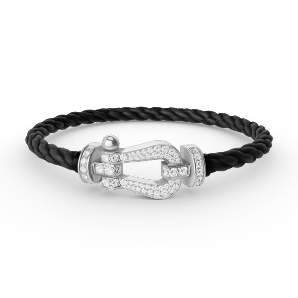 Aura FORCE GROSSES HORSESHOE-ARMBAND MIT VOLLSTÄNDIGER DIAMANTBESETZUNG SILBER