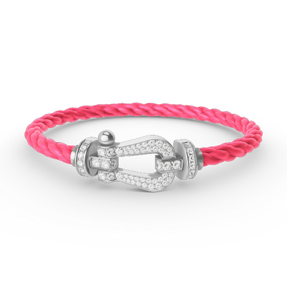 Aura FORCE GROSSES HORSESHOE-ARMBAND MIT VOLLSTÄNDIGER DIAMANTBESETZUNG SILBER