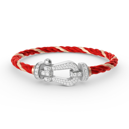 Aura FORCE GROSSES HORSESHOE-ARMBAND MIT VOLLSTÄNDIGER DIAMANTBESETZUNG SILBER