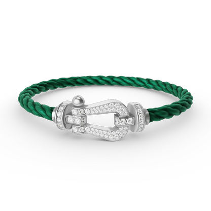 Aura FORCE GROSSES HORSESHOE-ARMBAND MIT VOLLSTÄNDIGER DIAMANTBESETZUNG SILBER