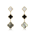 Aura CLOVER EARRINGS GOLD ONYX MOP 3 MOTIF