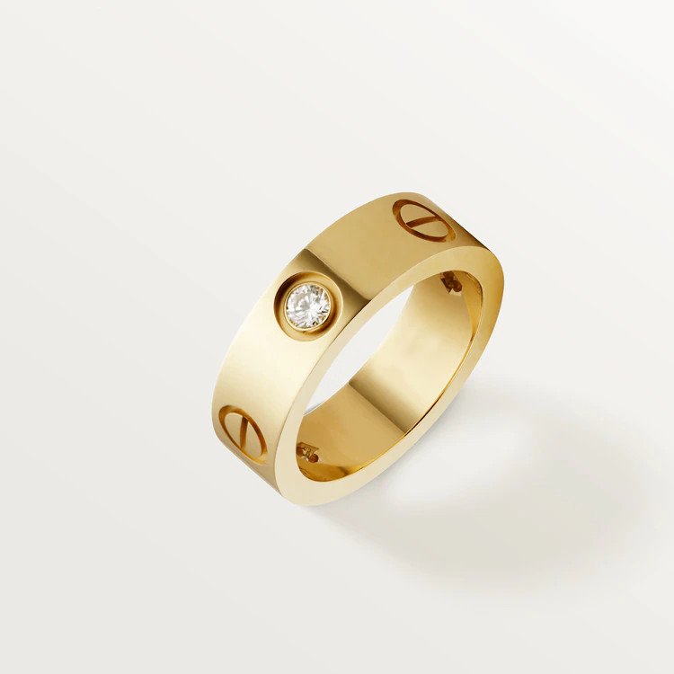Aura LOVE RING 5.5MM 3 DIAMONDS PINK GOLD