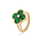 Aura CLOVER MALACHITE RING GOLD DIAMOND