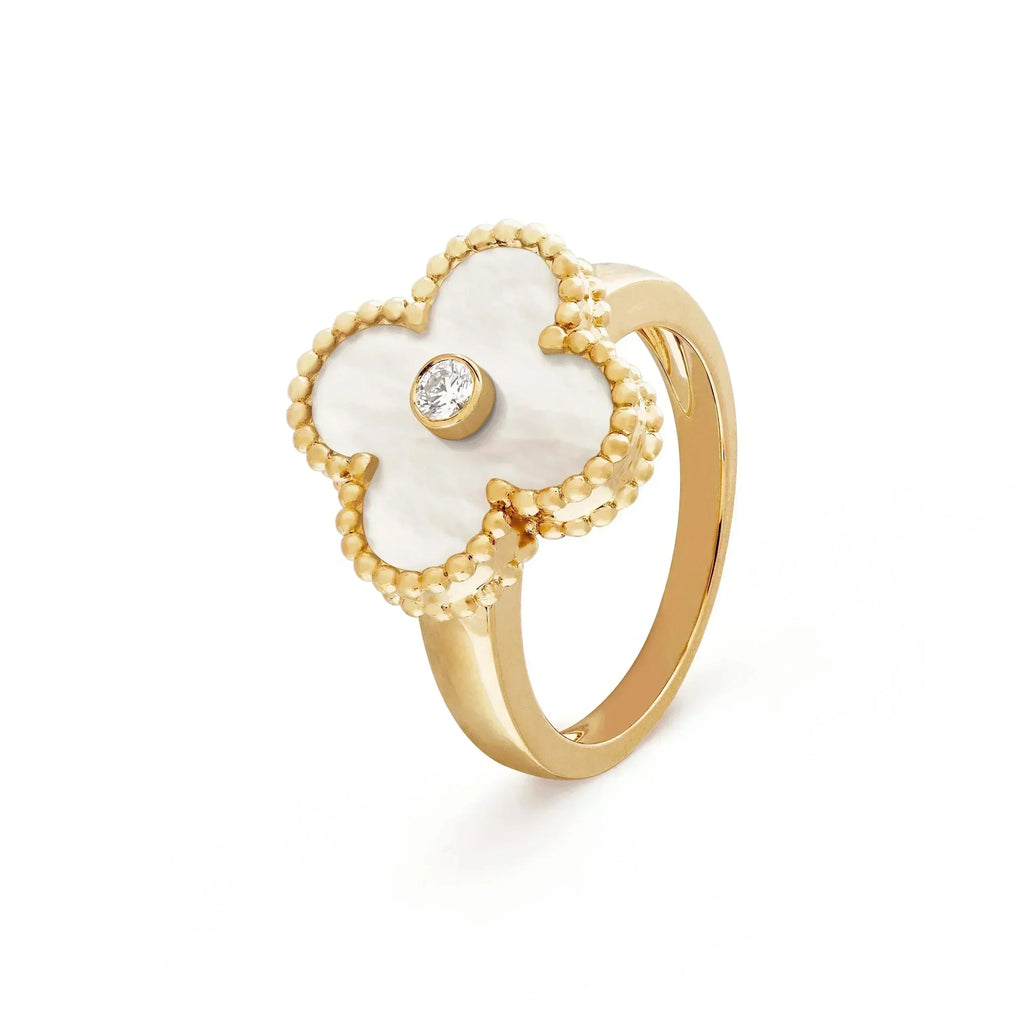 Aura CLOVER PINK MOP RING GOLD DIAMOND