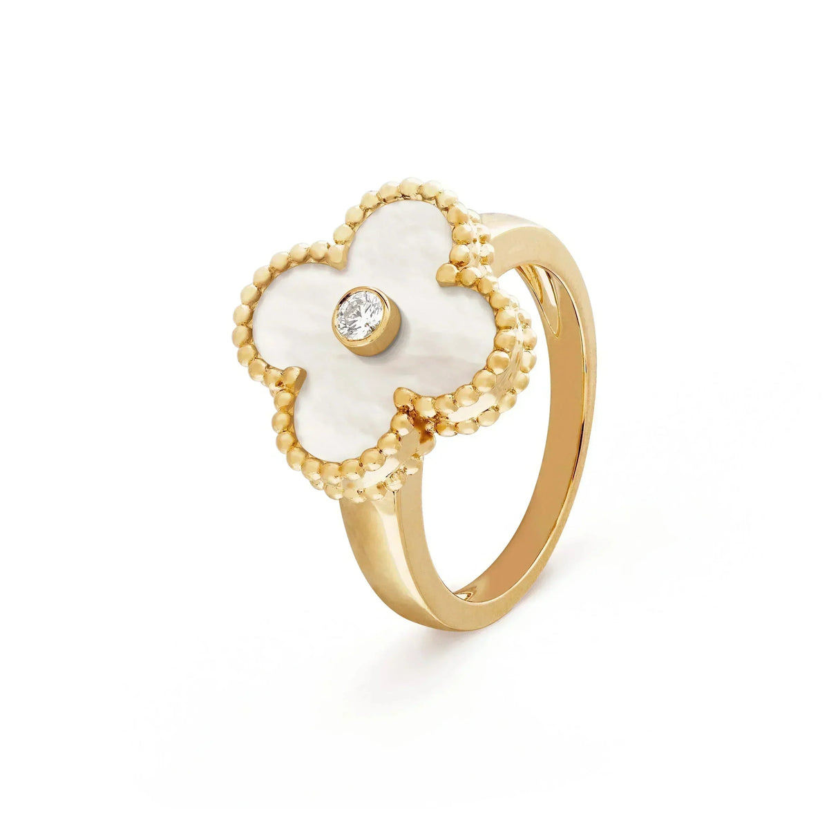 [⭐Aura ]CLOVER PINK MOP RING GOLD DIAMOND